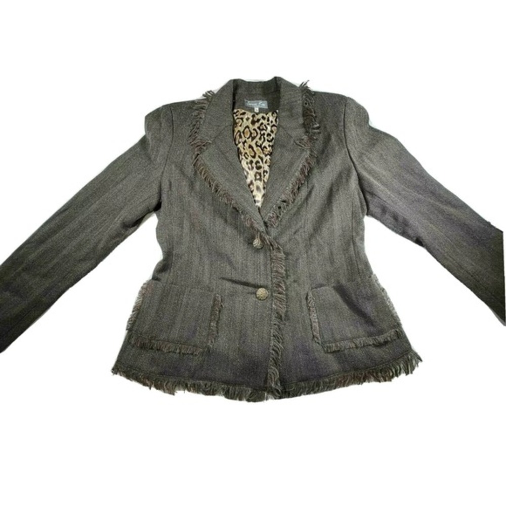 Serena Kay Paris Jaquar/Leopard Jacket Blazer Brown Dark FR‎ 40 - EUC